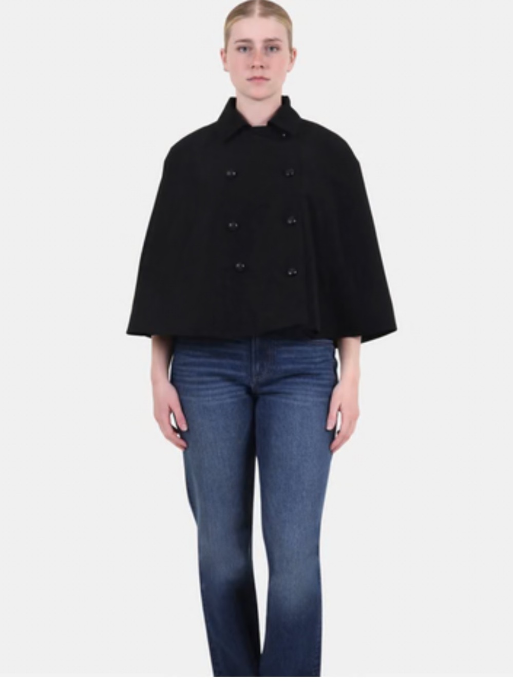 Steve Madden Wool Blend Cape with Owl Lining Black & Brown Medium